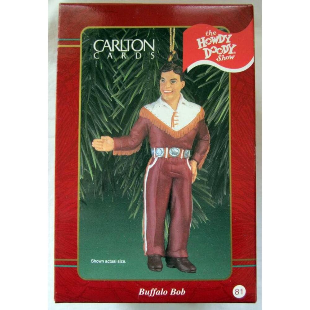 Vintage 90s Carlton Cards Heirloom Buffalo Bob Ornament Howdy Doody Show w/Box